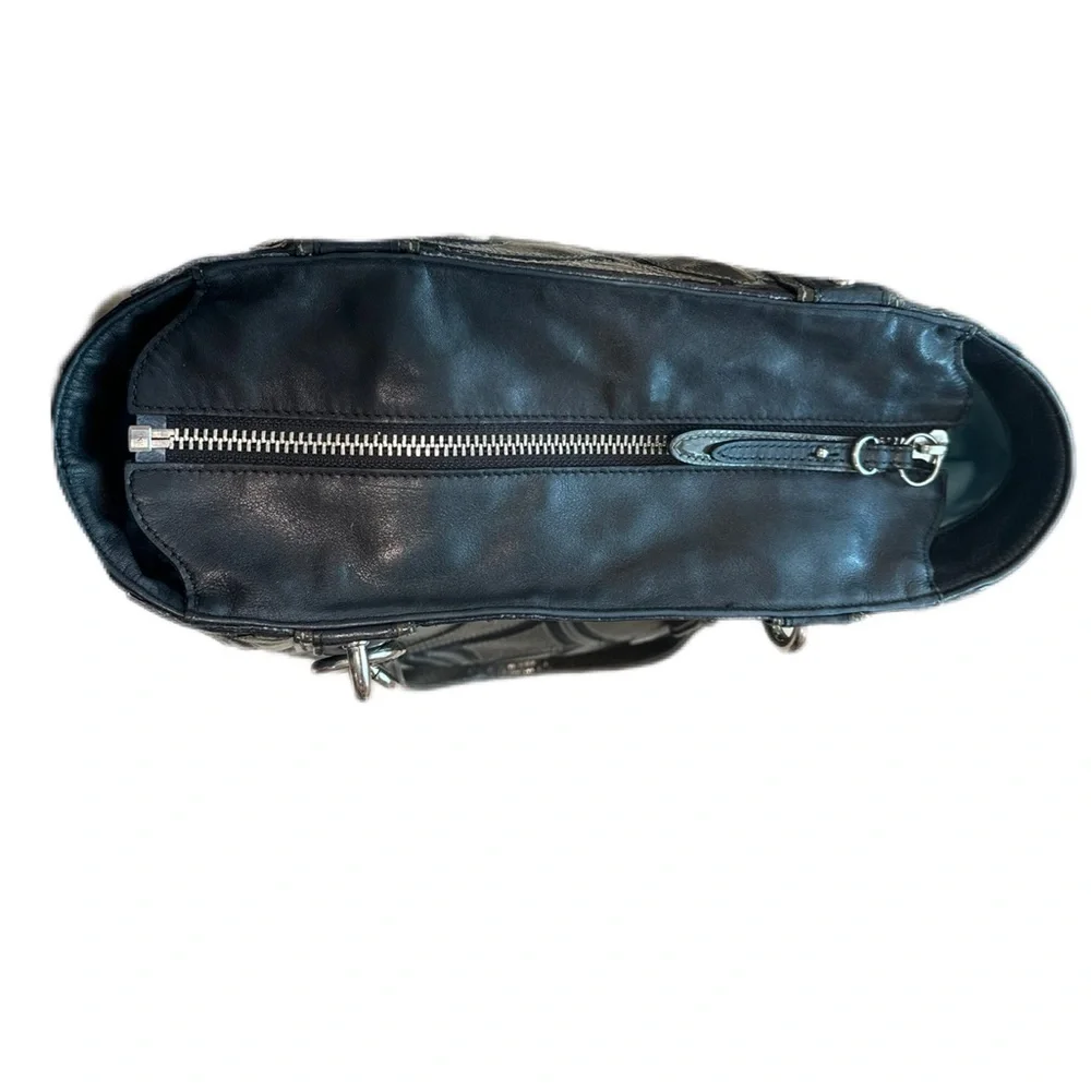 Coach Colette Leather Signature Tote - Black and Grey - Picture 7 of 11